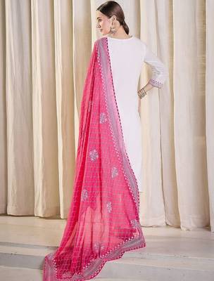 Women Ethnic Motifs Embroidered Regular Thread Work Pure Cotton Kurta with Trousers & With Dupatta 4