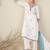 Floral Embroidered Thread Work Pure Cotton V-Neck Kurta With Trouser & Dupatta