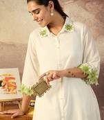 Floral Embroidered Thread Work Pure Cotton Kurta With Palazzo