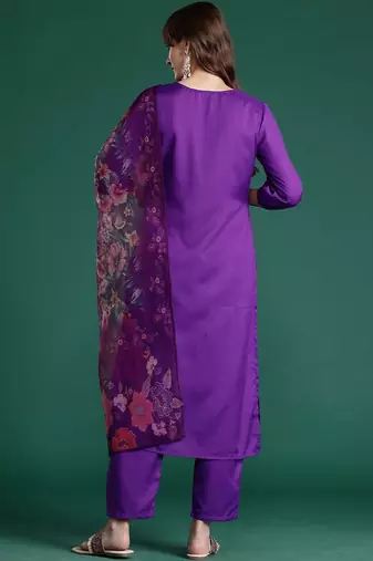 Women Angrakha Kurta with Trousers & With Dupatta