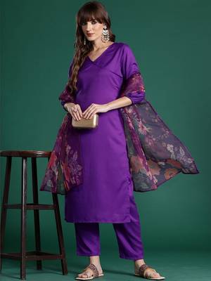 Women Angrakha Kurta with Trousers & With Dupatta 5