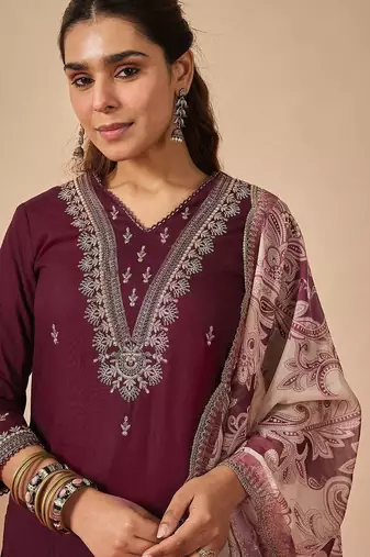 Women Ethnic Motifs Embroidered Regular Kurta with Salwar & With Dupatta