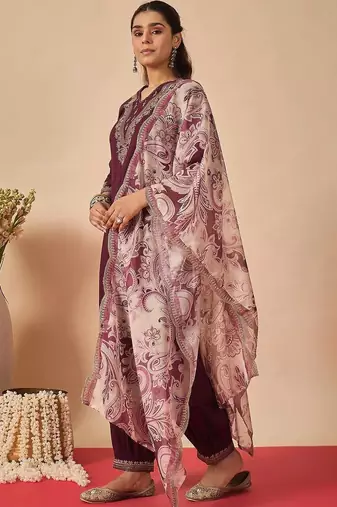 Women Ethnic Motifs Embroidered Regular Kurta with Salwar & With Dupatta