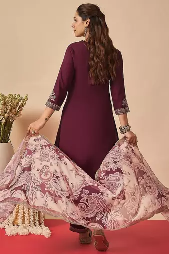 Women Ethnic Motifs Embroidered Regular Kurta with Salwar & With Dupatta