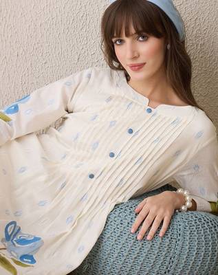 Women Floral Printed Regular Pure Cotton Kurta with Trousers 2
