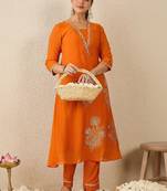 Women Ethnic Motifs Embroidered Regular Kurta with Trousers