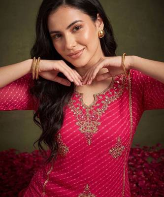 Women Ethnic Motifs Printed Regular Thread Work Kurta with Trousers & With Dupatta 2