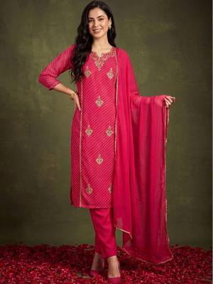 Women Ethnic Motifs Printed Regular Thread Work Kurta with Trousers & With Dupatta 5