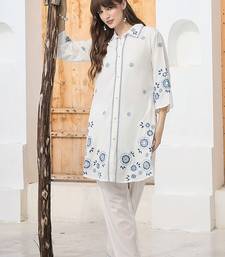 Women Floral Embroidered Regular Thread Work Pure Cotton Kurta with Trousers