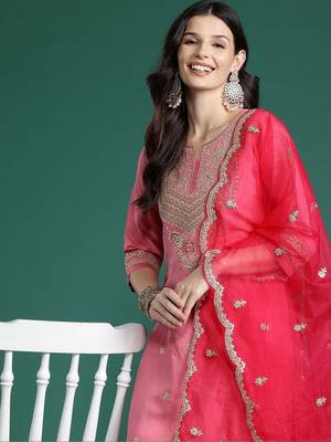 Women Ethnic Motifs Embroidered Regular Kurta with Trousers & With Dupatta 3