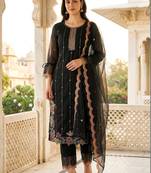 Women Ethnic Motifs Embroidered Regular Thread Work Kurta with Trousers & With Dupatta