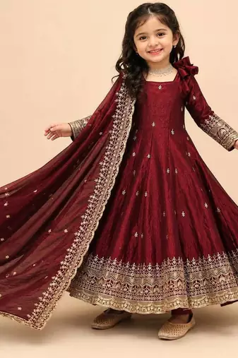 Heavy fendy silk blend   embroidery and sequnce woek maroon readymade salwar suit