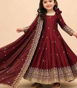 Heavy fendy silk blend   embroidery and sequnce woek maroon readymade salwar suit