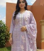 Floral Embroidered Thread Work Pure Cotton Kurta With Trousers & Dupatta