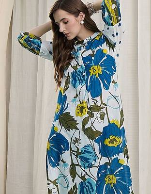 Women Floral Printed Regular Pure Cotton Kurta with Trousers 4