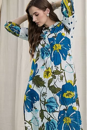 Women Floral Printed Regular Pure Cotton Kurta with Trousers