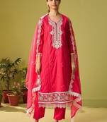 Women Ethnic Motifs Embroidered Regular Thread Work Kurta with Trousers & With Dupatta