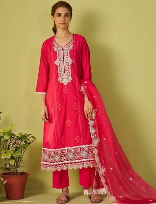 Women Ethnic Motifs Embroidered Regular Thread Work Kurta with Trousers & With Dupatta 2