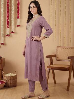 Women Ethnic Motifs Embroidered Regular Thread Work Kurta with Trousers & With Dupatta 4