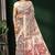 Natural ivory & madder red printed andhra cotton saree with running blouse