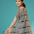 Slate grey & antique gold pochampally ikat cotton saree with running blouse