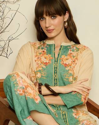 Women Floral Printed Regular Sequinned Kurta with Palazzos 2