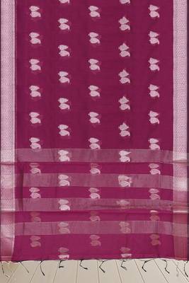 Tyrian purple & antique silver mau silk cotton saree with running blouse 5