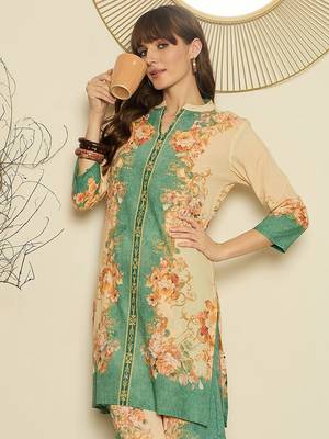 Women Floral Printed Regular Sequinned Kurta with Palazzos 7