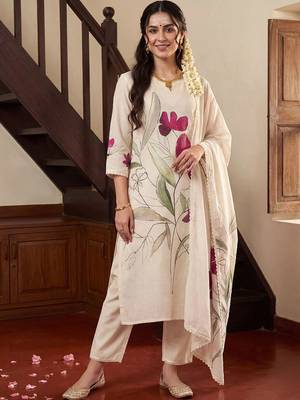Women Floral Printed Regular Kurta with Trousers & With Dupatta 5