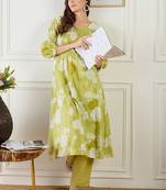 Women Floral Printed Empire Pure Cotton Kurta with Trousers