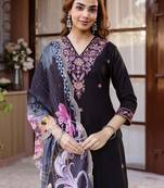 Women Ethnic Motifs Embroidered Regular Thread Work Kurta with Palazzos & With Dupatta