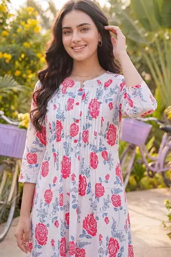 Women Floral Printed Regular Pure Cotton Kurta with Trousers