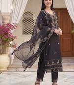Women Ethnic Motifs Embroidered Regular Thread Work Kurta with Trousers & With Dupatta