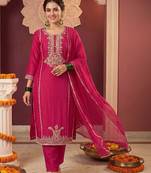 Women Ethnic Motifs Embroidered Regular Kurta with Trousers & With Dupatta