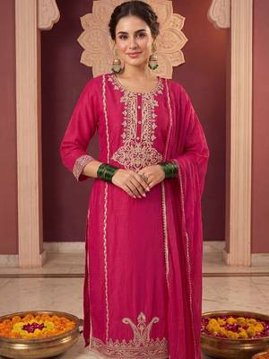 Women Ethnic Motifs Embroidered Regular Kurta with Trousers & With Dupatta 2