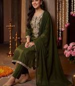 Women Ethnic Motifs Embroidered Regular Sequinned Kurta with Trousers & With Dupatta