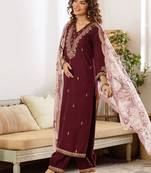 Women Ethnic Motifs Embroidered Regular Kurta with Patiala & With Dupatta