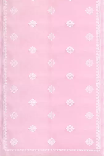 Baby pink & ivory white andhra cotton saree with running blouse