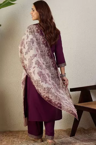 Women Ethnic Motifs Embroidered Regular Thread Work Kurta with Trousers & With Dupatta