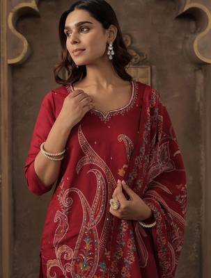 Women Paisley Printed Regular Sequinned Kurta with Trousers & With Dupatta 2