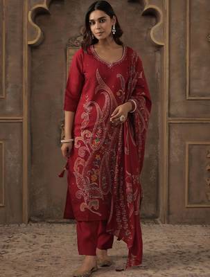 Women Paisley Printed Regular Sequinned Kurta with Trousers & With Dupatta 6