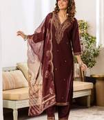 Women Ethnic Motifs Embroidered Regular Thread Work Kurta with Palazzos & With Dupatta