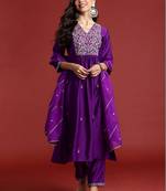 Women Ethnic Motifs Embroidered Empire Liva Kurta with Trousers & With Dupatta
