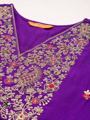 Women Ethnic Motifs Embroidered Empire Liva Kurta with Trousers & With Dupatta 5