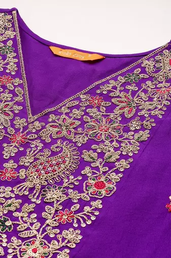 Women Ethnic Motifs Embroidered Empire Liva Kurta with Trousers & With Dupatta
