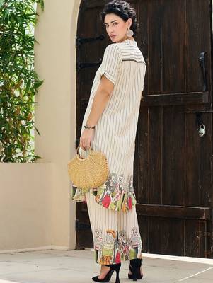 Women Printed Regular Beads and Stones Pure Cotton Kurta with Palazzos 4