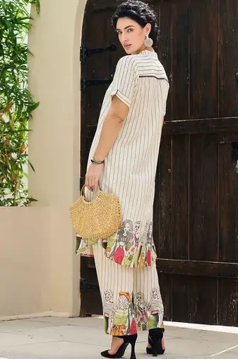 Women Printed Regular Beads and Stones Pure Cotton Kurta with Palazzos