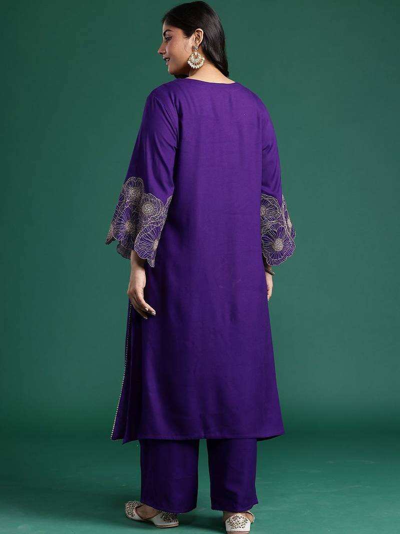 Women Floral Embroidered Regular Kurta with Palazzos