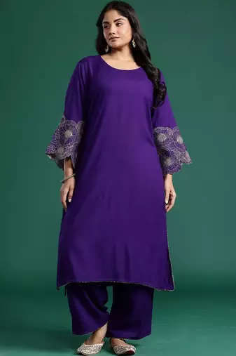 Women Floral Embroidered Regular Kurta with Palazzos