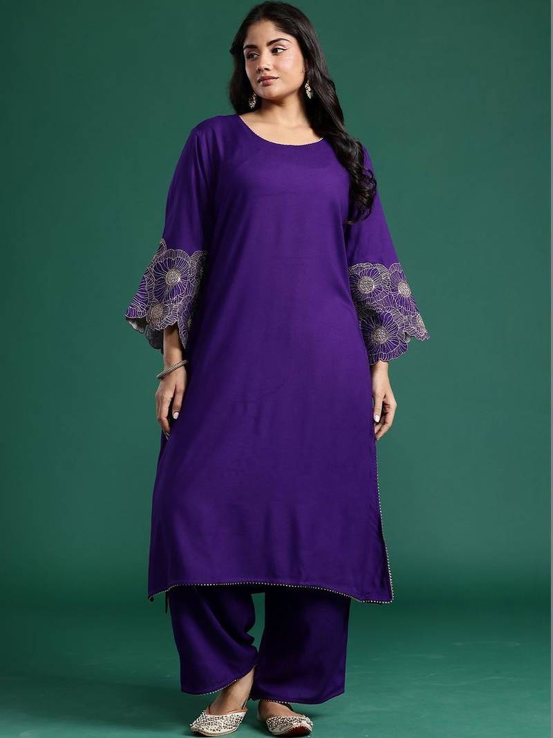 Women Floral Embroidered Regular Kurta with Palazzos